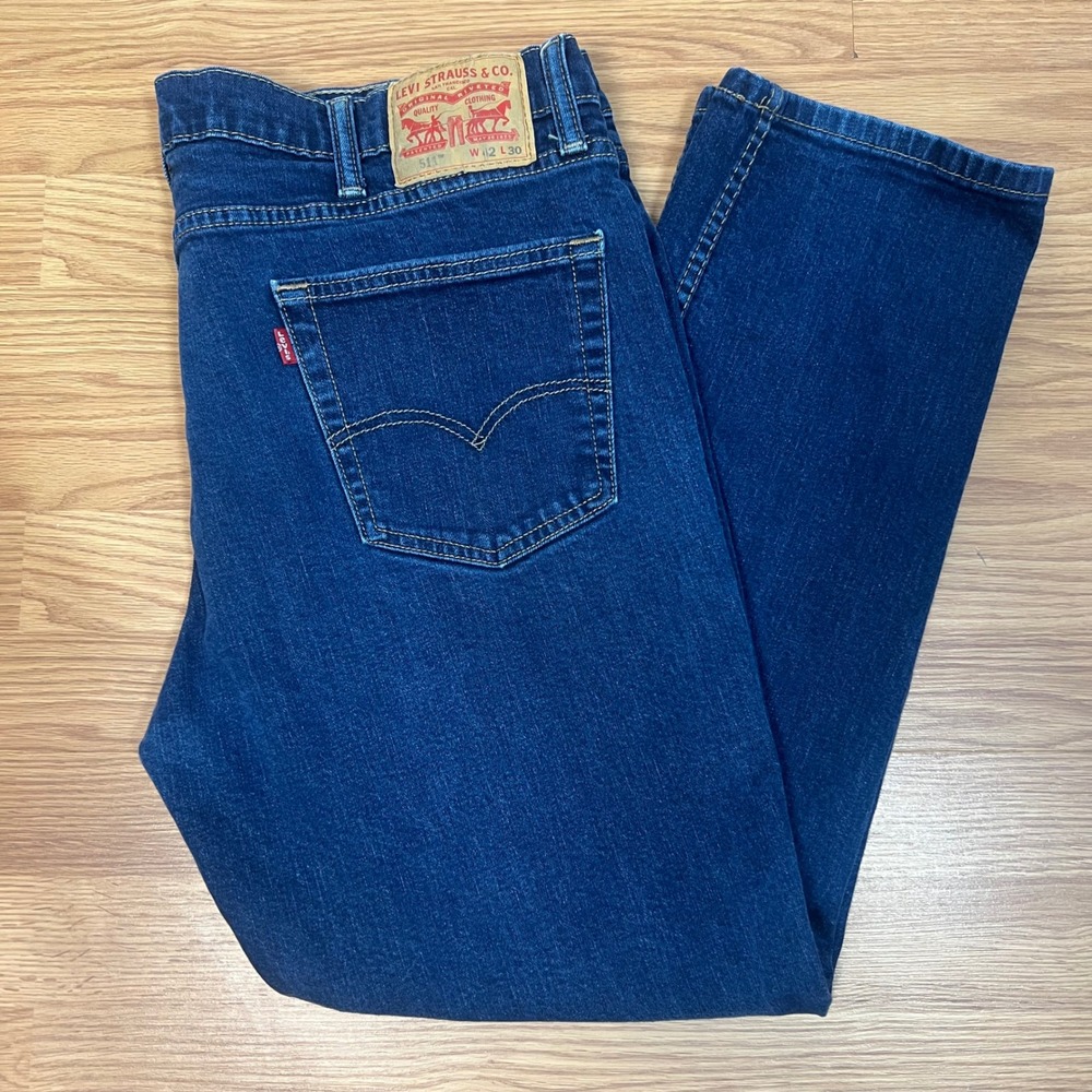 Levis 511 Slim Fit Jeans Mens 42x30 Dark Wash Blue Denim Stretch 42 x 27